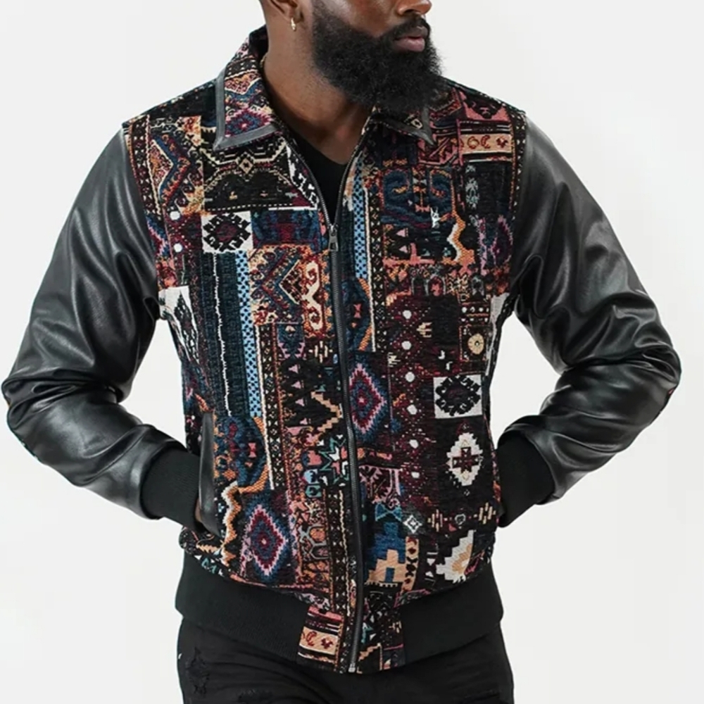 MAKOBI GIANNI TAPESTRY VARSITY JACKET